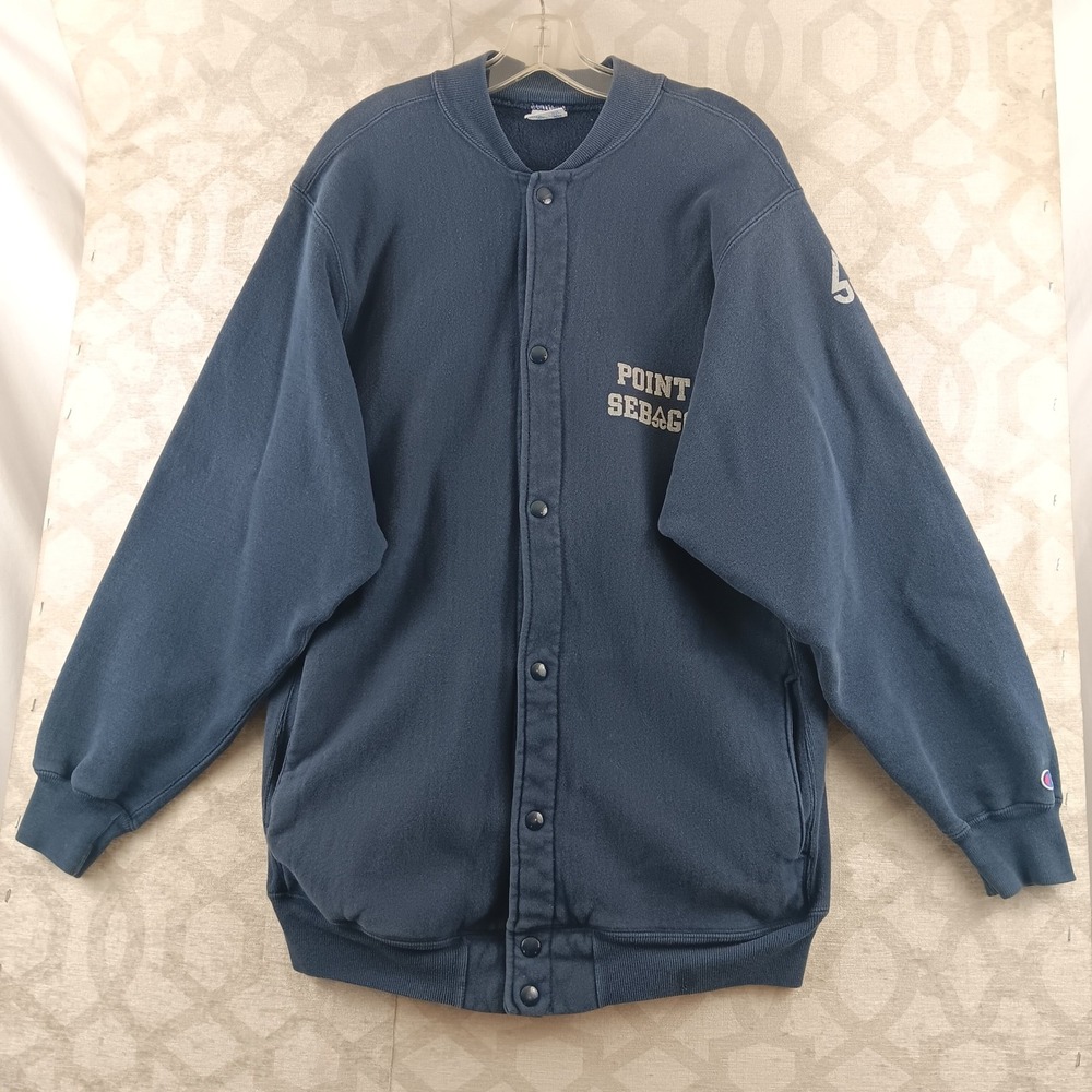 Champion Reverse Weave Point Sebago Snap Front Athletic Jacket Sweatshirt XL